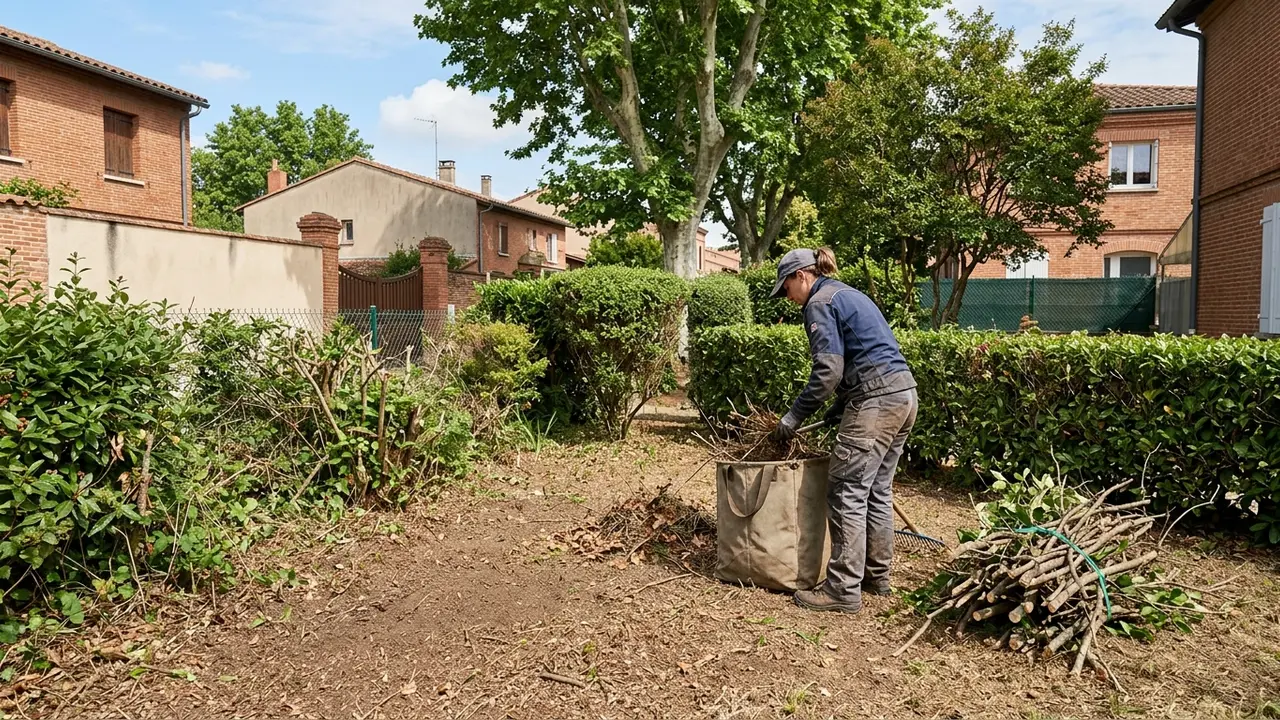 Terrain dégagé et propre après débroussaillage à Toulouse