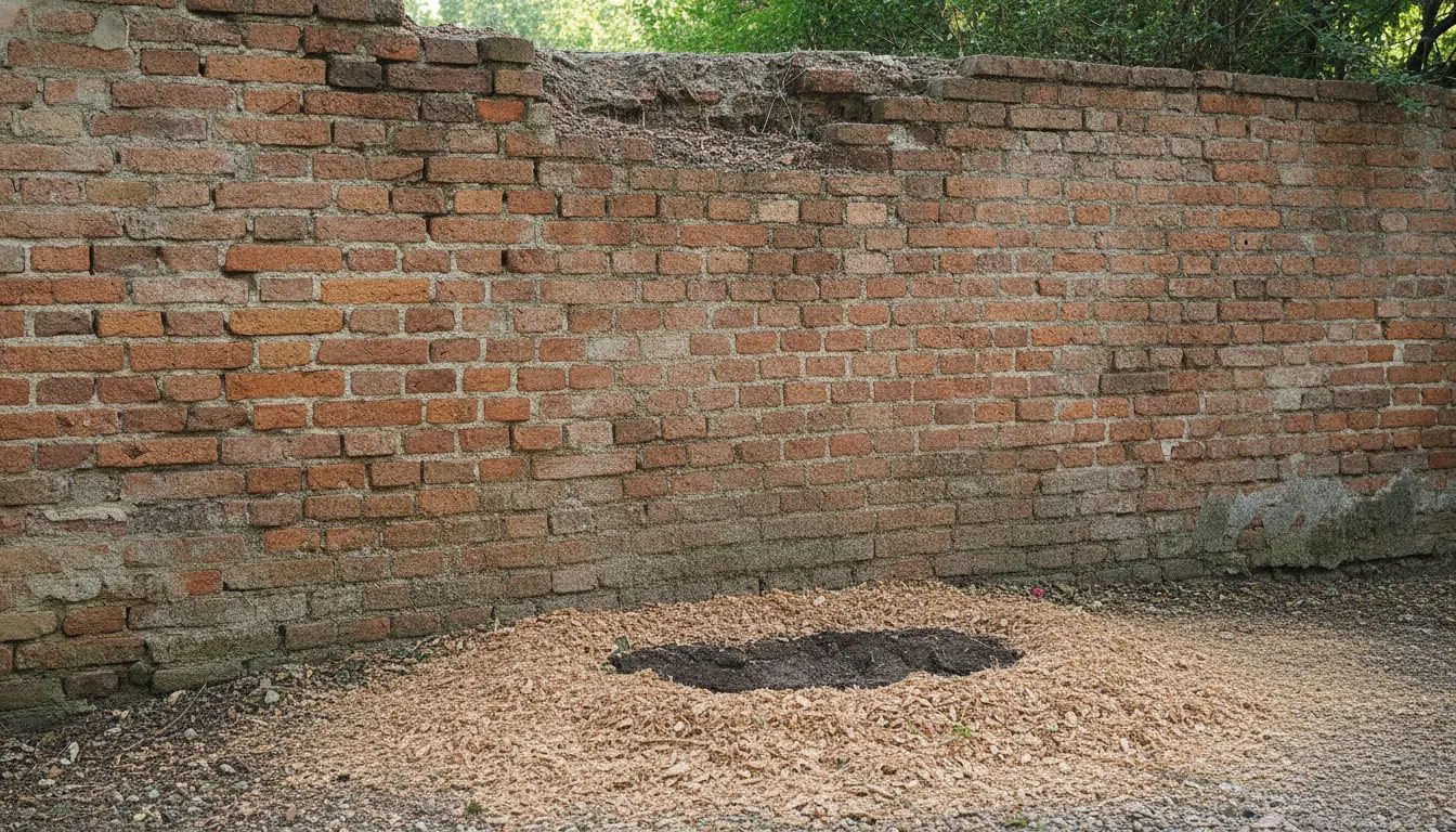 Emplacement comblé de copeaux après rognage de la souche à Croix-Daurade