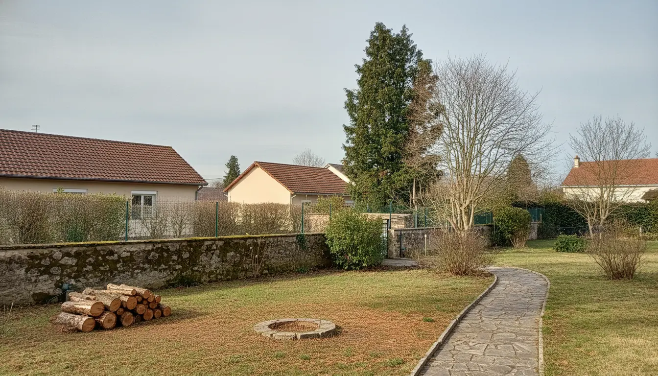 Jardin de Taure dégagé après abattage et dessouchage du chêne